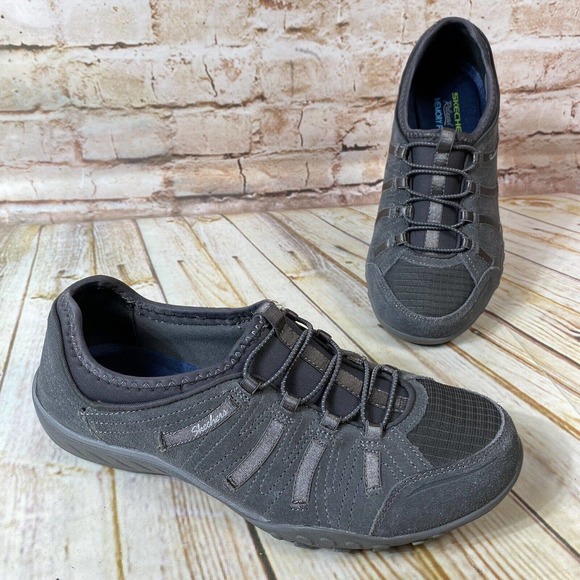Skechers Shoes - Skechers Breathe Easy BIG BUCKS Women Size 7.5 Grey Suede Shoes Fashion Sneakers